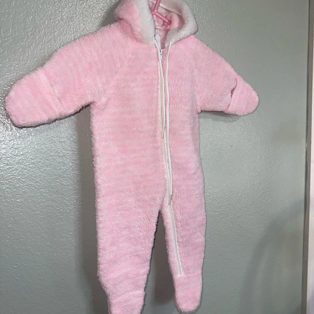 Vintage Cuddle Time Hooded Pram Suit Footed Pajamas Baby 0-3 Month Made in USA